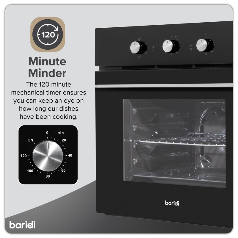 Baridi DH110 Built-In 5-Function Fan Assisted Oven with Timer 60cm, 55L Capacity - Black - additional view 11