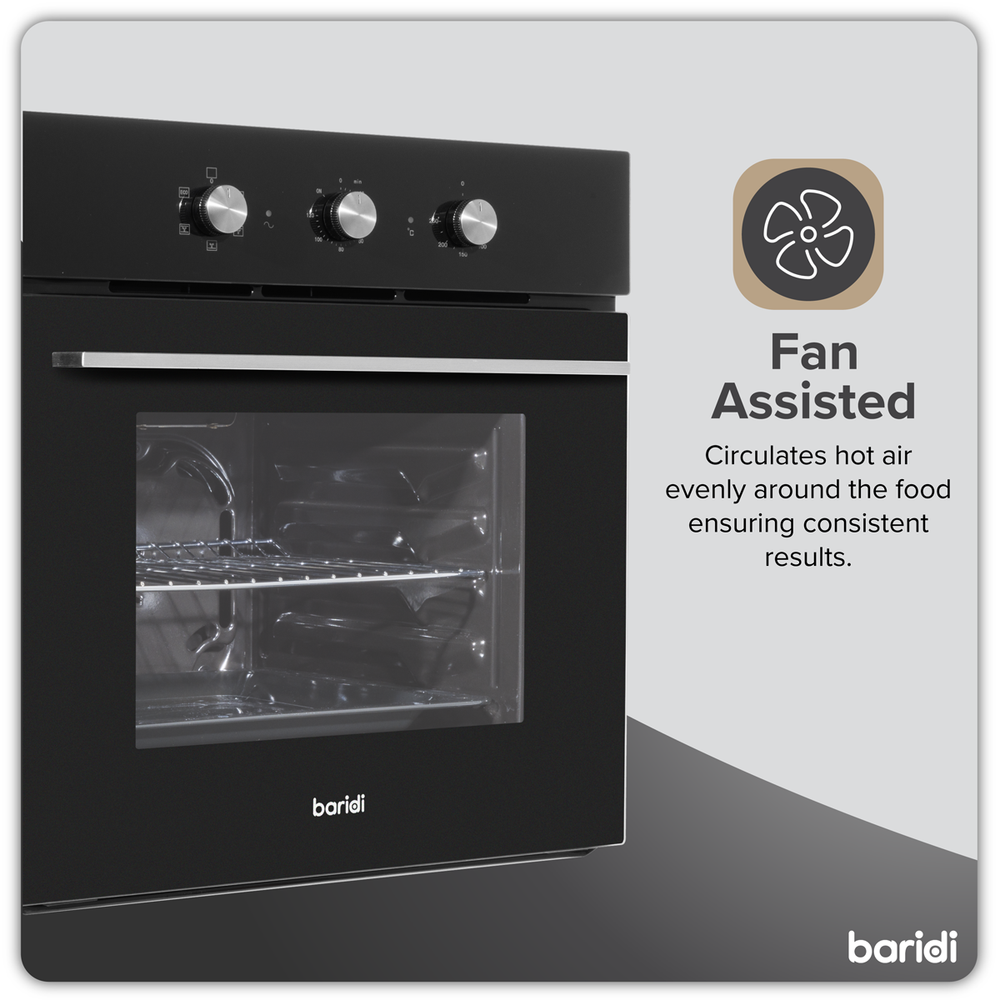 Baridi DH110 Built-In 5-Function Fan Assisted Oven with Timer 60cm, 55L Capacity - Black - additional view 12