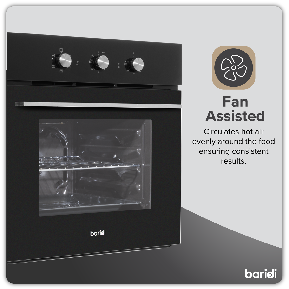 Baridi DH110 Built-In 5-Function Fan Assisted Oven with Timer 60cm, 55L Capacity - Black - additional view 12