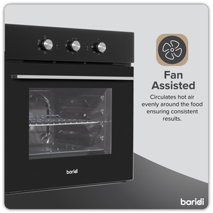 Baridi DH110 Built-In 5-Function Fan Assisted Oven with Timer 60cm, 55L Capacity - Black - additional view 12