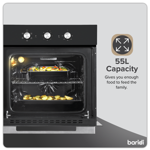 Baridi DH110 Built-In 5-Function Fan Assisted Oven with Timer 60cm, 55L Capacity - Black - additional view 13