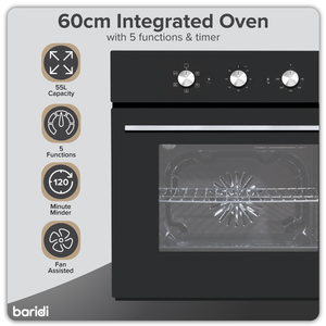 Baridi DH110 Built-In 5-Function Fan Assisted Oven with Timer 60cm, 55L Capacity - Black - additional view 15