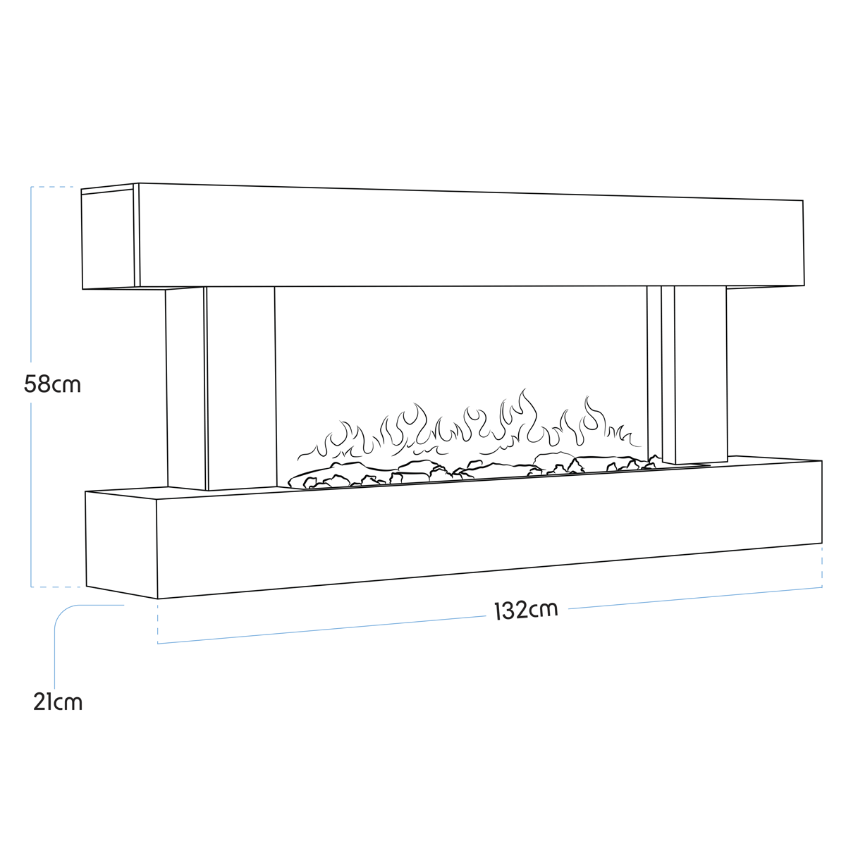 Baridi DH112 Wall Mounting Electric Fireplace with LED Flame Effect 52" - Grey - additional view 19
