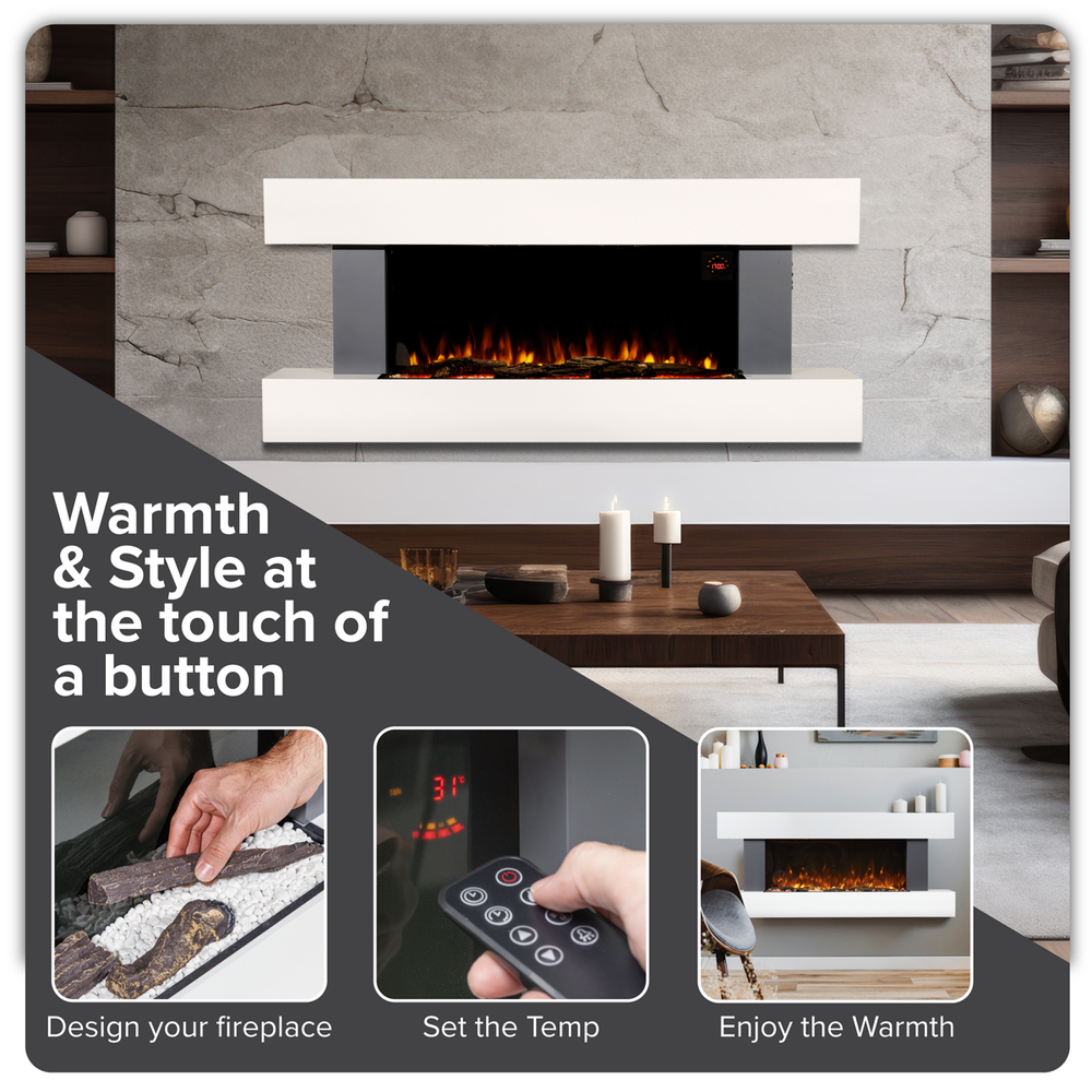 Baridi DH112 Wall Mounting Electric Fireplace with LED Flame Effect 52" - Grey - additional view 15