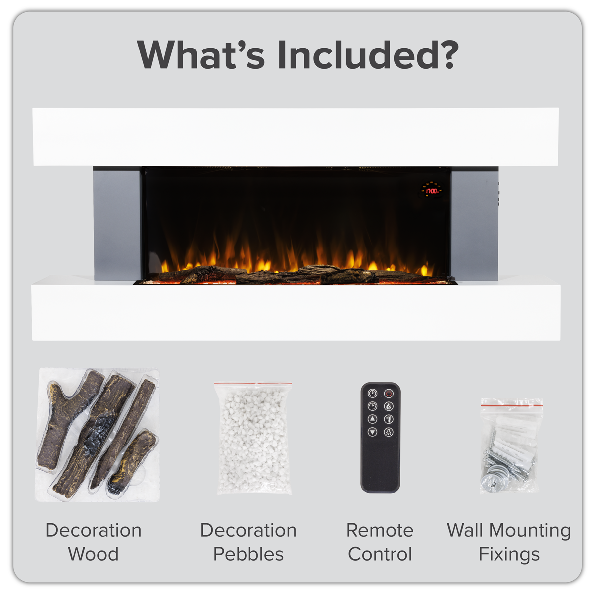 Baridi DH112 Wall Mounting Electric Fireplace with LED Flame Effect 52" - Grey - additional view 16