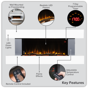 Baridi DH112 Wall Mounting Electric Fireplace with LED Flame Effect 52" - Grey - additional view 18
