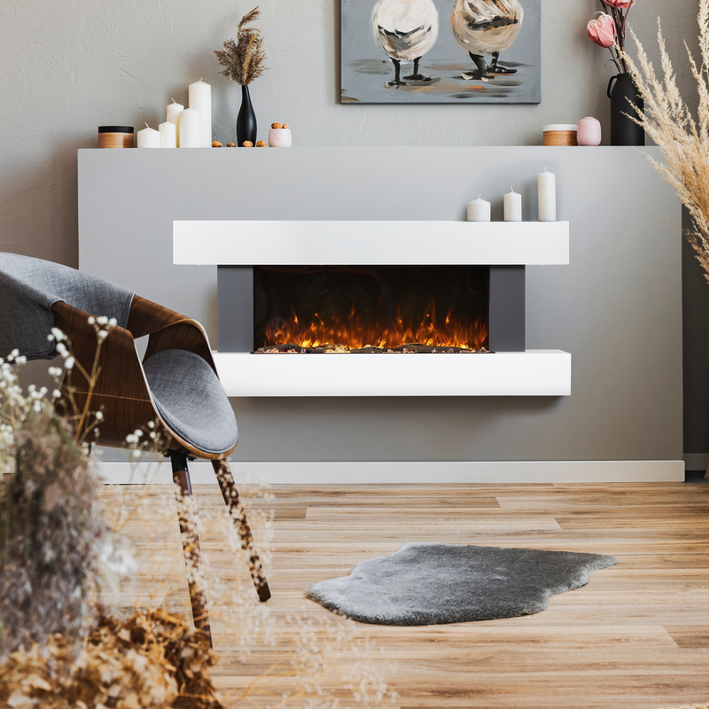 Baridi DH112 Wall Mounting Electric Fireplace with LED Flame Effect 52" - Grey - additional view 9