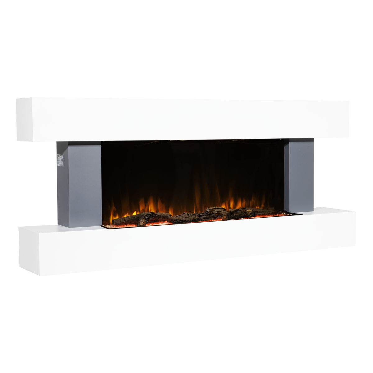 Baridi DH112 Wall Mounting Electric Fireplace with LED Flame Effect 52" - Grey
