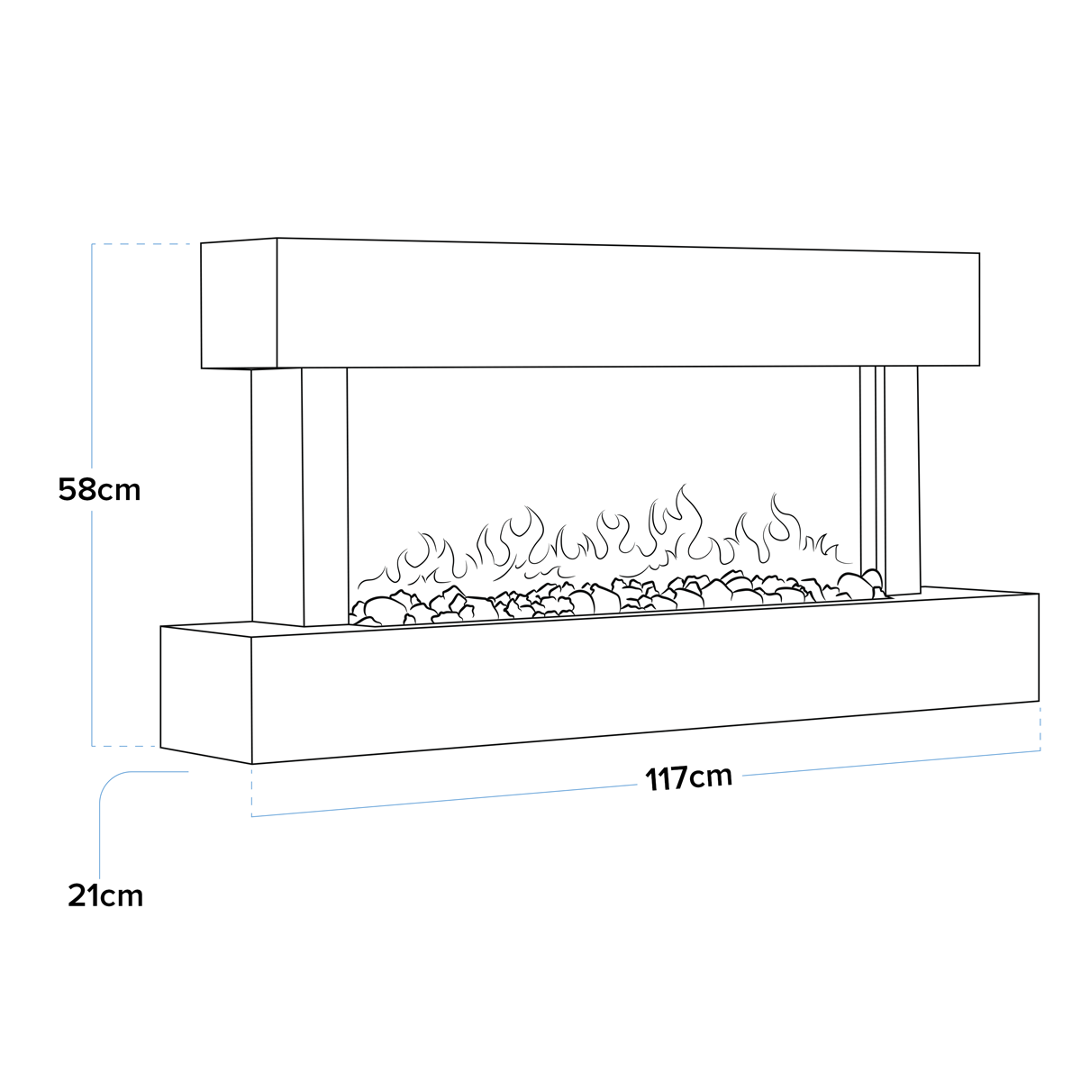 Baridi DH113 Wall Mounting Electric Fireplace with LED Flame Effect 46" - White - additional view 3