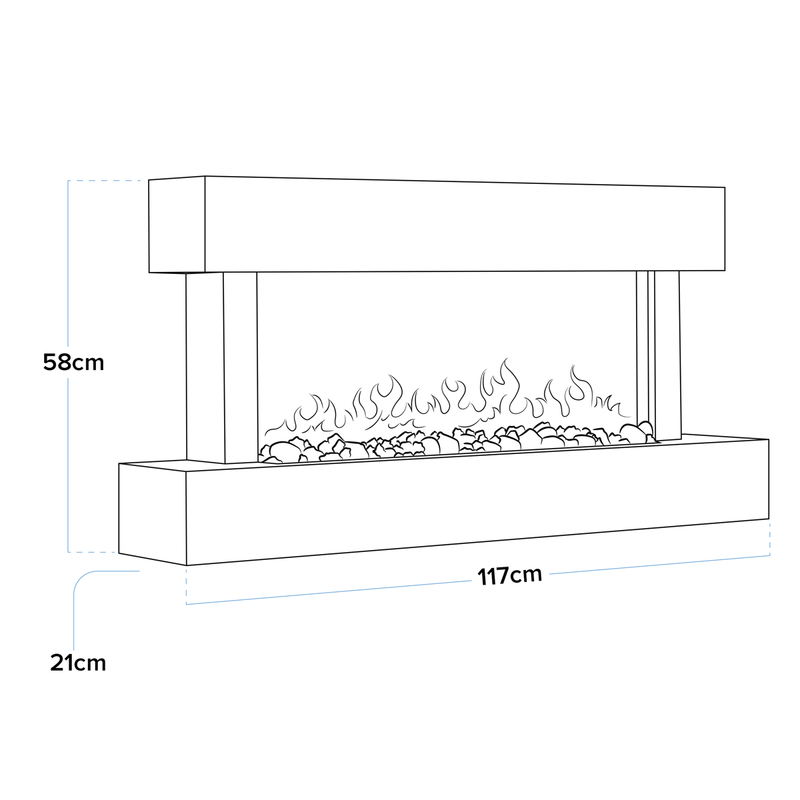 Baridi DH113 Wall Mounting Electric Fireplace with LED Flame Effect 46" - White - additional view 3