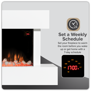Baridi DH113 Wall Mounting Electric Fireplace with LED Flame Effect 46" - White - additional view 8