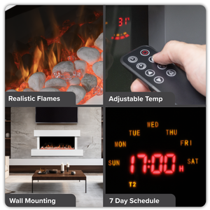 Baridi DH113 Wall Mounting Electric Fireplace with LED Flame Effect 46" - White - additional view 4