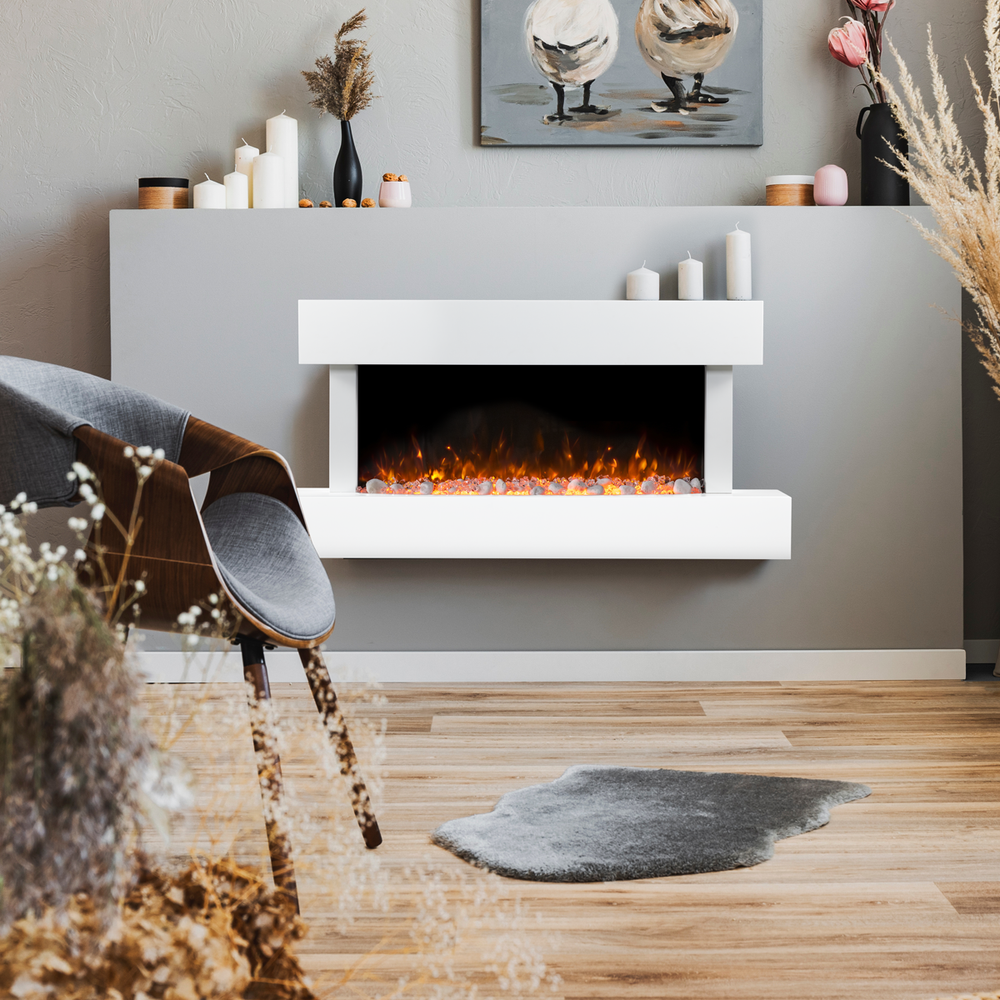 Baridi DH113 Wall Mounting Electric Fireplace with LED Flame Effect 46" - White - additional view 13