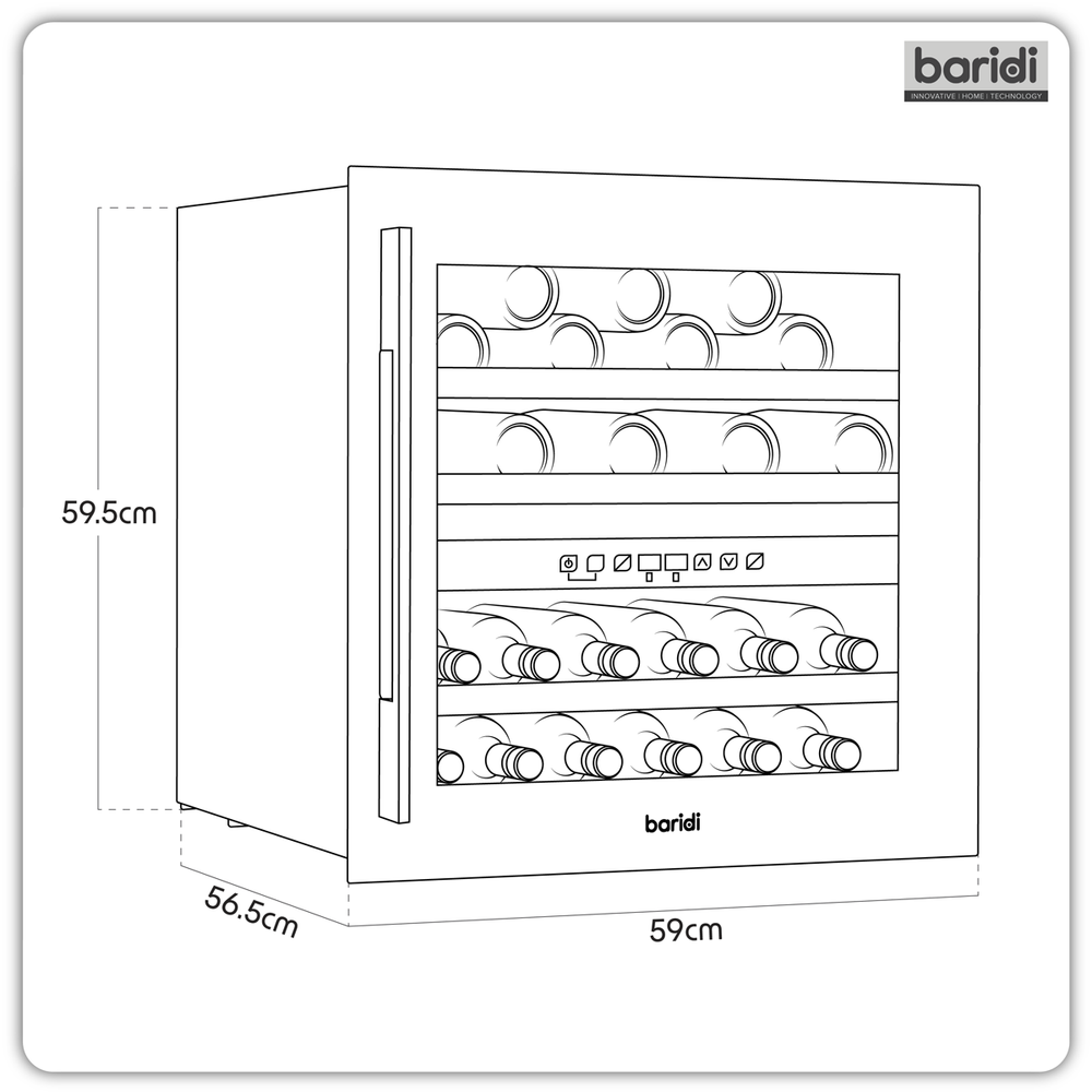 Baridi DH117 36 Bottle Built-In Wine Cooler with Beech Wood Shelves & LED Light - Black - additional view 18