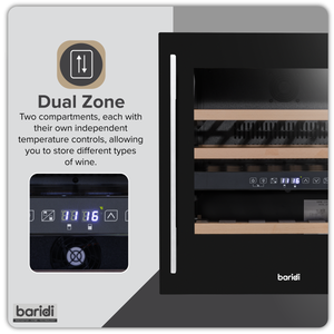 Baridi DH117 36 Bottle Built-In Wine Cooler with Beech Wood Shelves & LED Light - Black - additional view 14