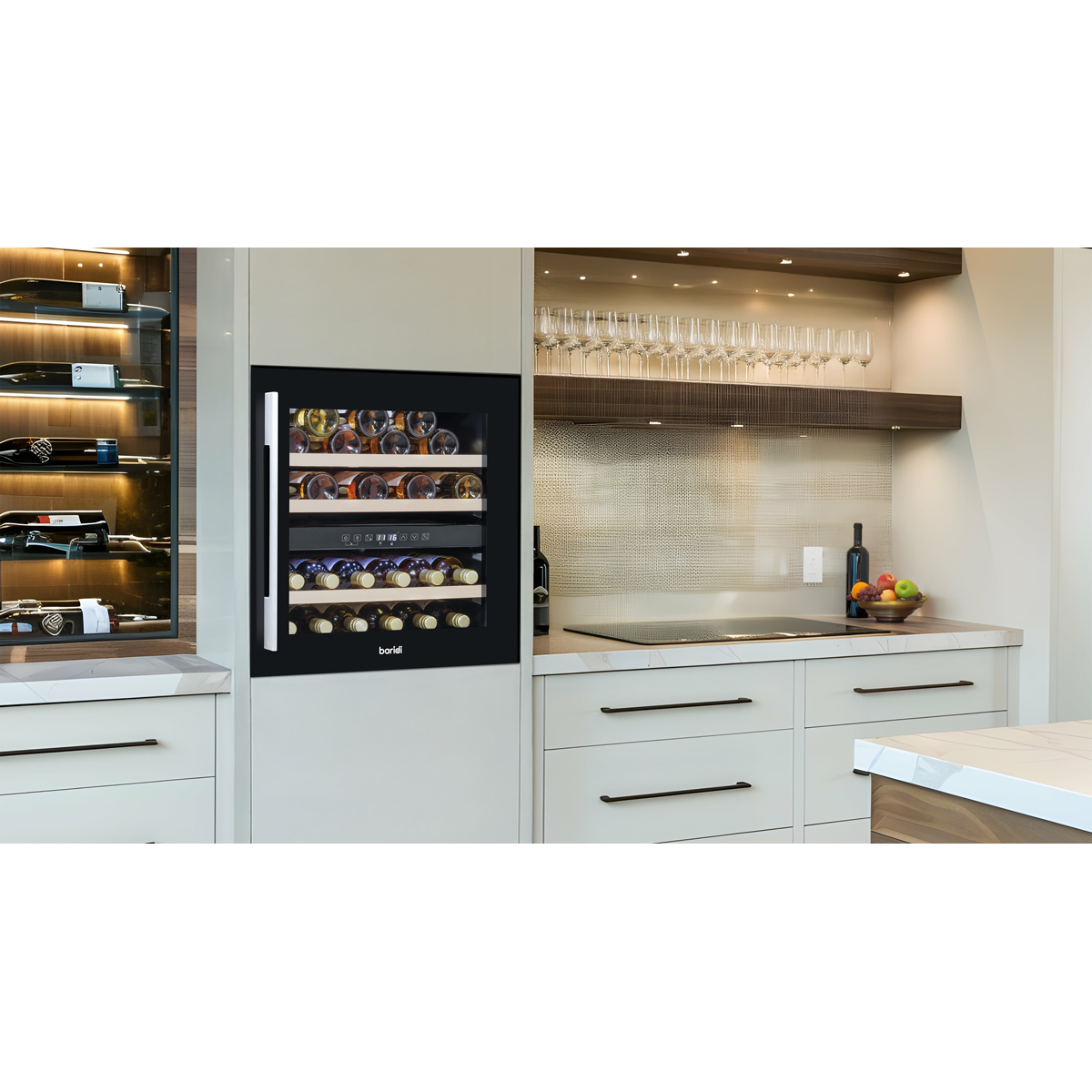 Baridi DH117 36 Bottle Built-In Wine Cooler with Beech Wood Shelves & LED Light - Black - additional view 8