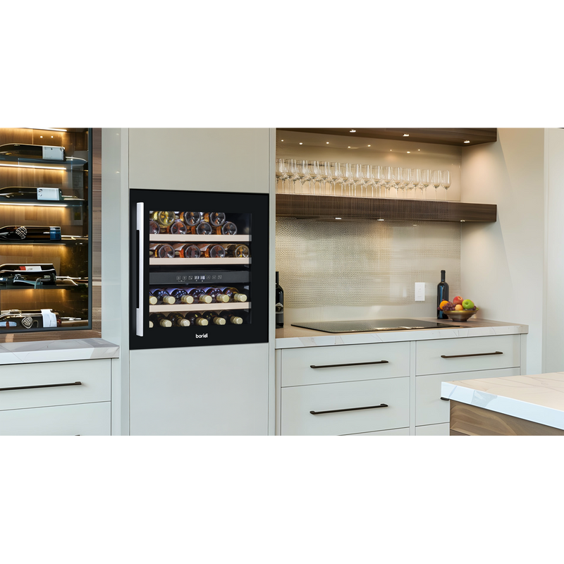 Baridi DH117 36 Bottle Built-In Wine Cooler with Beech Wood Shelves & LED Light - Black - additional view 8