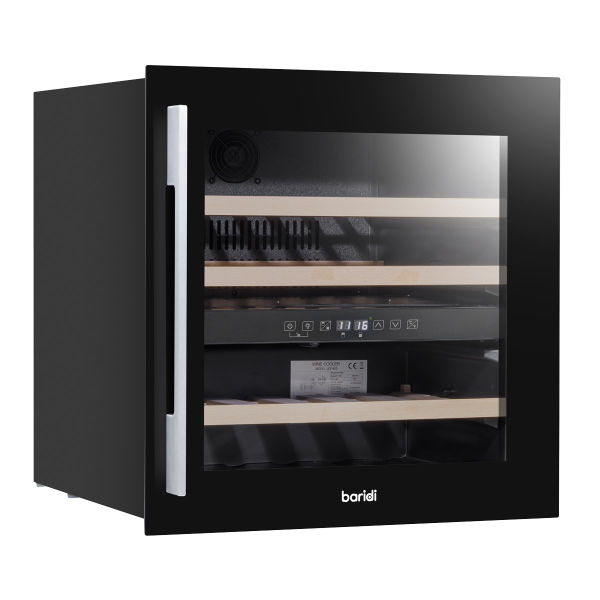 Baridi DH117 36 Bottle Built-In Wine Cooler with Beech Wood Shelves & LED Light - Black - additional view 3