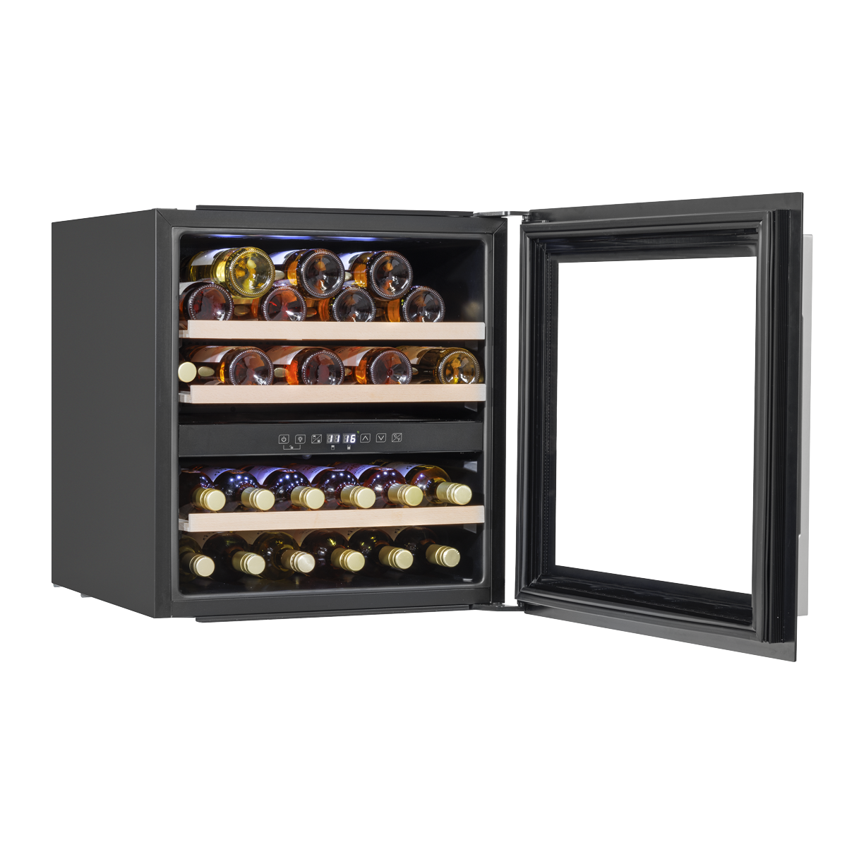 Baridi DH117 36 Bottle Built-In Wine Cooler with Beech Wood Shelves & LED Light - Black - additional view 4