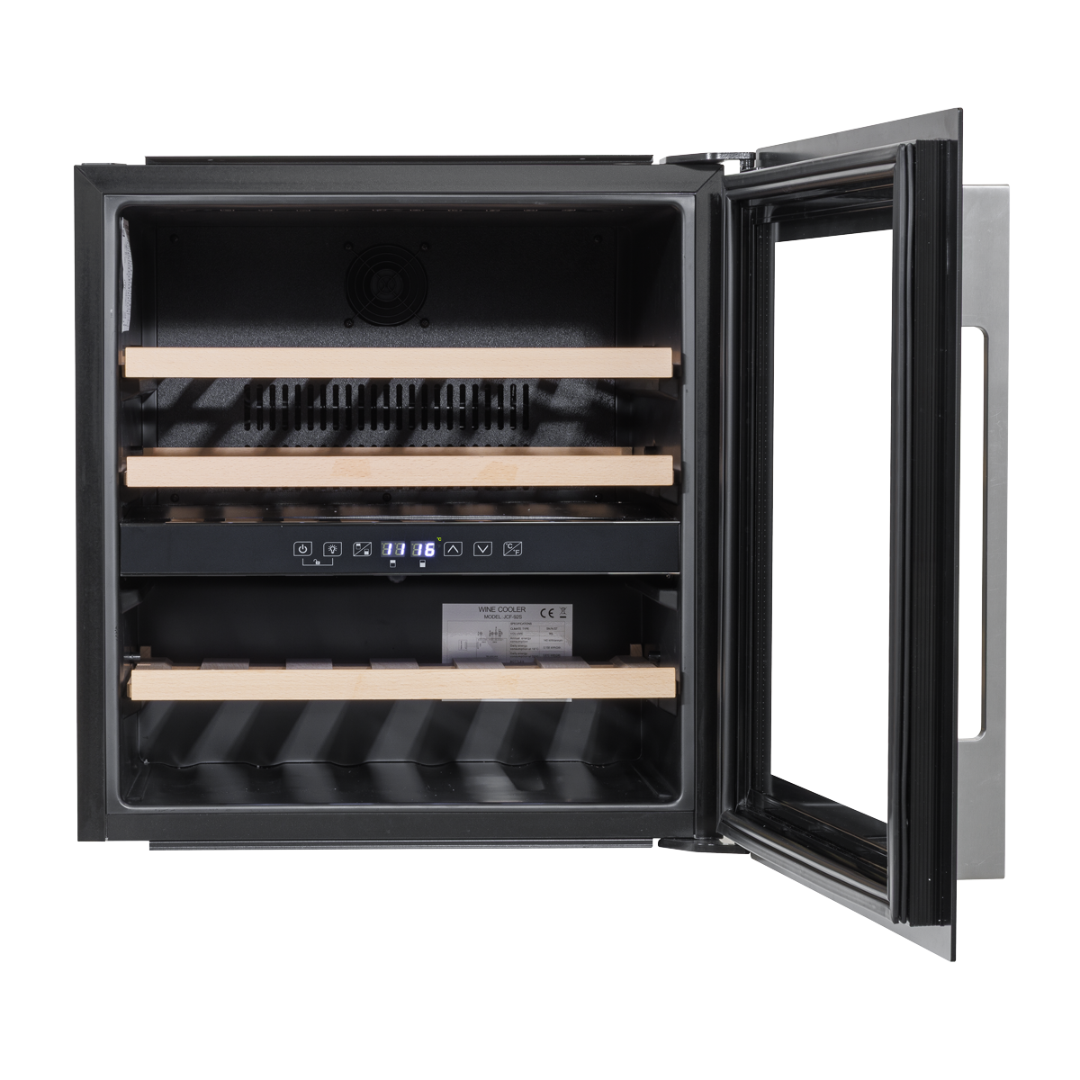 Baridi DH117 36 Bottle Built-In Wine Cooler with Beech Wood Shelves & LED Light - Black - additional view 6