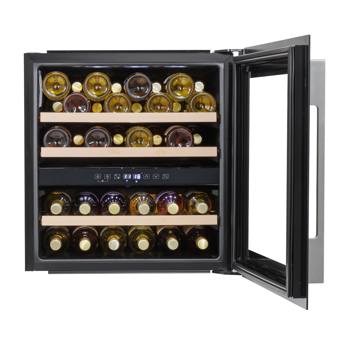 Baridi DH117 36 Bottle Built-In Wine Cooler with Beech Wood Shelves & LED Light - Black - additional view 7