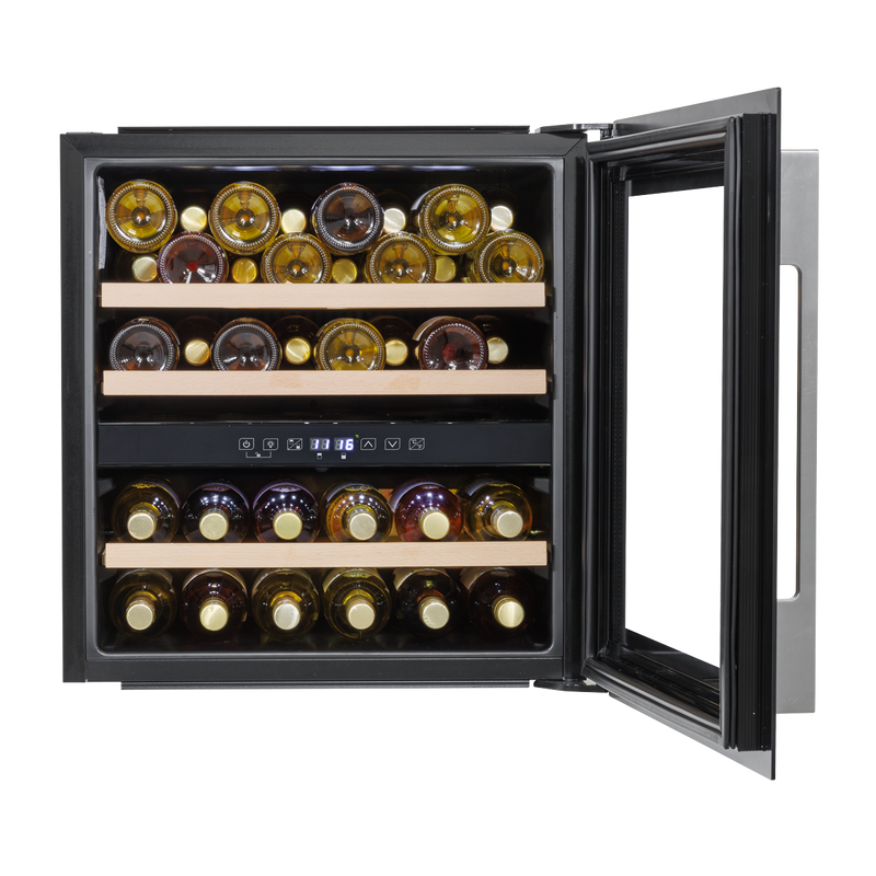 Baridi DH117 36 Bottle Built-In Wine Cooler with Beech Wood Shelves & LED Light - Black - additional view 7