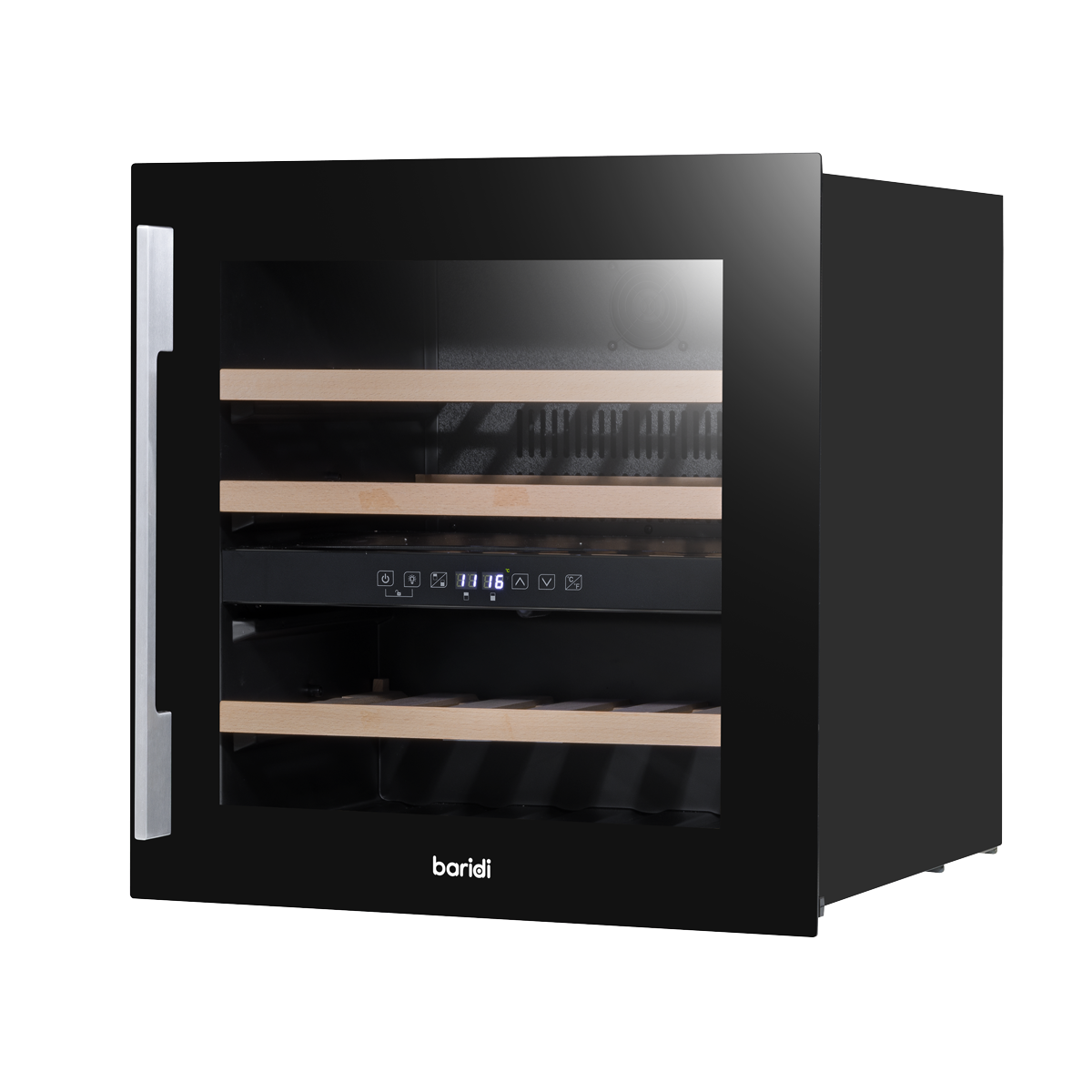 Baridi DH117 36 Bottle Built-In Wine Cooler with Beech Wood Shelves & LED Light - Black - additional view 9