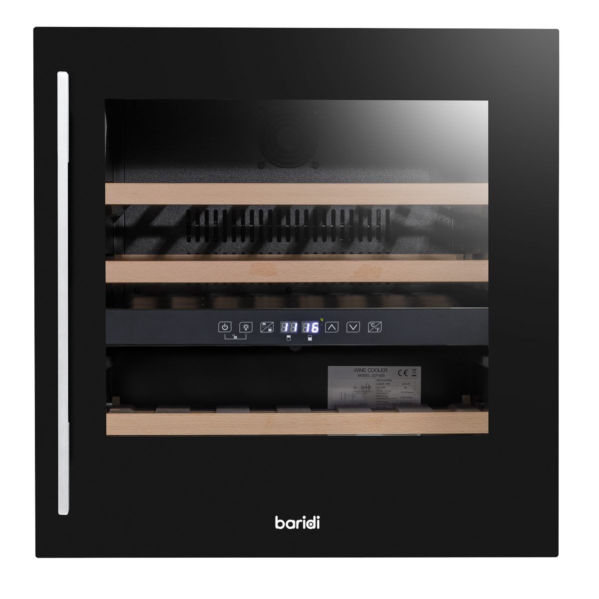 Baridi DH117 36 Bottle Built-In Wine Cooler with Beech Wood Shelves & LED Light - Black - additional view 11