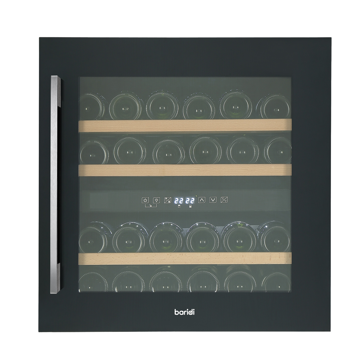 Baridi DH117 36 Bottle Built-In Wine Cooler with Beech Wood Shelves & LED Light - Black - additional view 2
