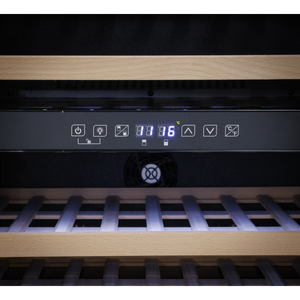 Baridi DH118 57 Bottle Built-In Dual Zone Wine Cooler with Beech Wood Shelves & LED Light - Black - additional view 8