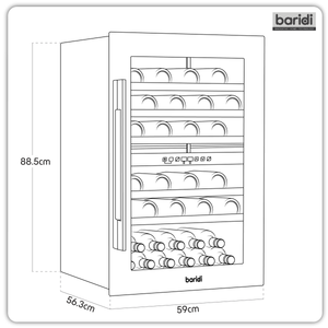 Baridi DH118 57 Bottle Built-In Dual Zone Wine Cooler with Beech Wood Shelves & LED Light - Black - additional view 10