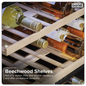 Baridi DH118 57 Bottle Built-In Dual Zone Wine Cooler with Beech Wood Shelves & LED Light - Black - additional view 5