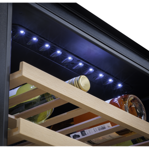 Baridi DH118 57 Bottle Built-In Dual Zone Wine Cooler with Beech Wood Shelves & LED Light - Black - additional view 9