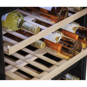Baridi DH118 57 Bottle Built-In Dual Zone Wine Cooler with Beech Wood Shelves & LED Light - Black - additional view 14