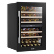 Baridi DH118 57 Bottle Built-In Dual Zone Wine Cooler with Beech Wood Shelves & LED Light - Black