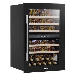 Baridi DH118 57 Bottle Built-In Dual Zone Wine Cooler with Beech Wood Shelves & LED Light - Black