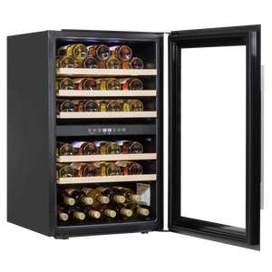 Baridi DH118 57 Bottle Built-In Dual Zone Wine Cooler with Beech Wood Shelves & LED Light - Black - additional view 16