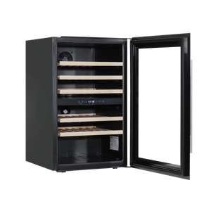 Baridi DH118 57 Bottle Built-In Dual Zone Wine Cooler with Beech Wood Shelves & LED Light - Black - additional view 3