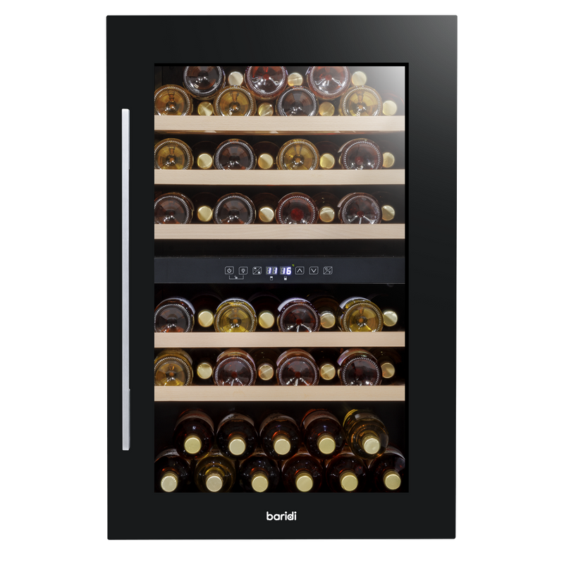 Baridi DH118 57 Bottle Built-In Dual Zone Wine Cooler with Beech Wood Shelves & LED Light - Black - additional view 15