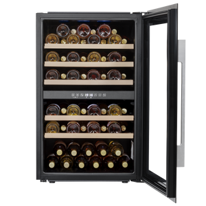 Baridi DH118 57 Bottle Built-In Dual Zone Wine Cooler with Beech Wood Shelves & LED Light - Black - additional view 7