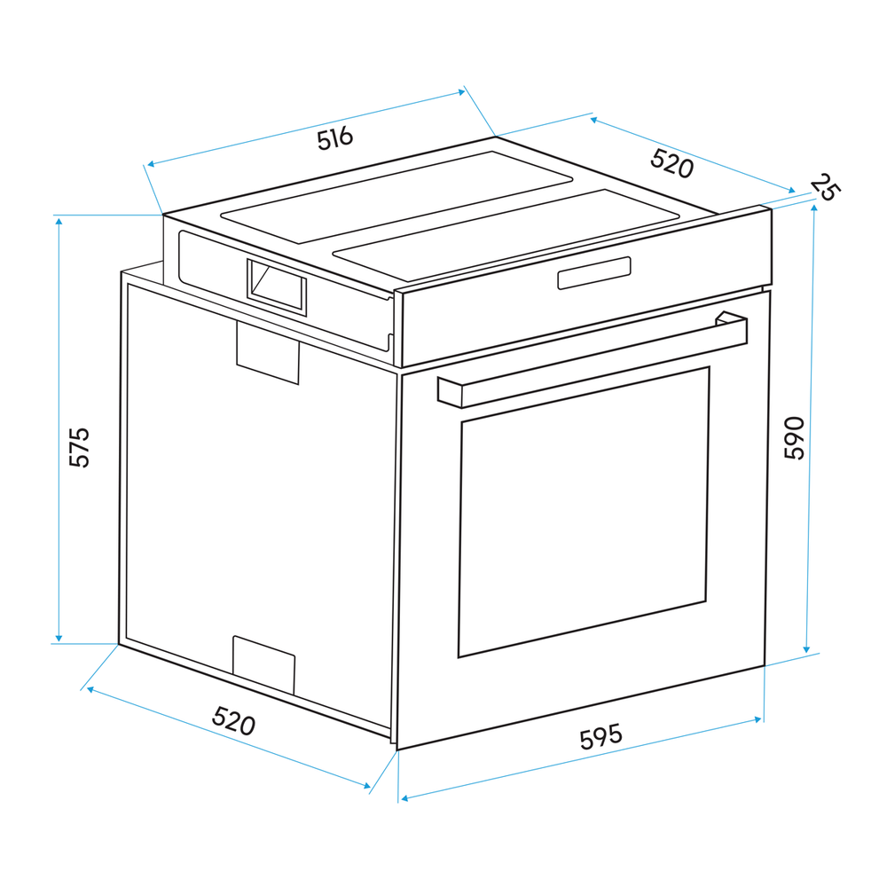Baridi DH124 Integrated Fan-Assisted Electric Oven 60cm 55L Capacity - Black - additional view 8