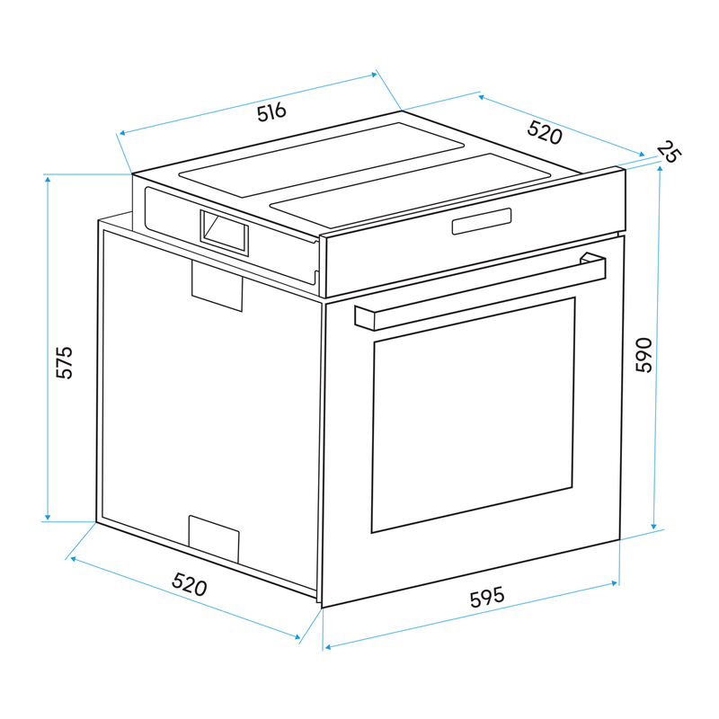 Baridi DH124 Integrated Fan-Assisted Electric Oven 60cm 55L Capacity - Black - additional view 8