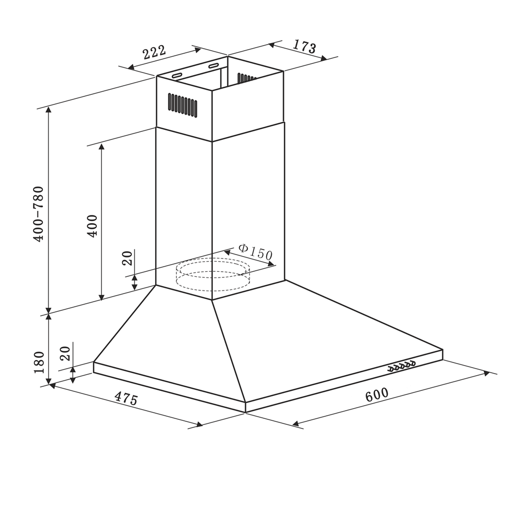 Baridi DH126 Cooker Hood with Carbon Filters 60cm - Stainless Steel - additional view 15