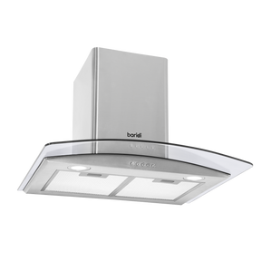 Baridi DH128 Curved Glass Cooker Hood with Carbon Filters & LED Lights 60cm - Stainless Steel
