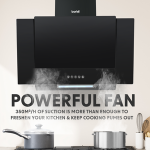 Baridi DH129 Angled Chimney Cooker Hood with Carbon Filters & LED Lamp - Black Glass - additional view 14