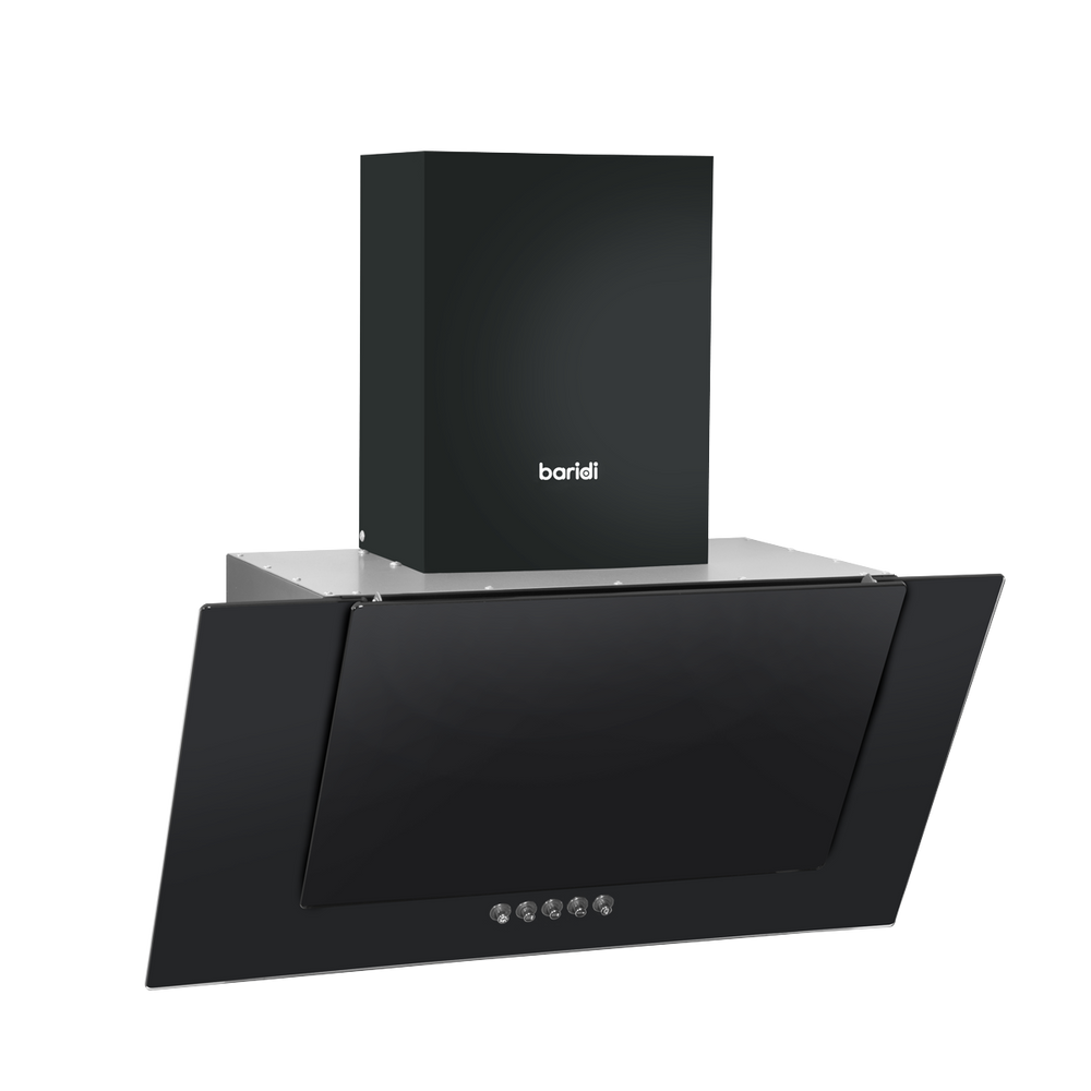 Baridi DH129 Angled Chimney Cooker Hood with Carbon Filters & LED Lamp - Black Glass - additional view 5