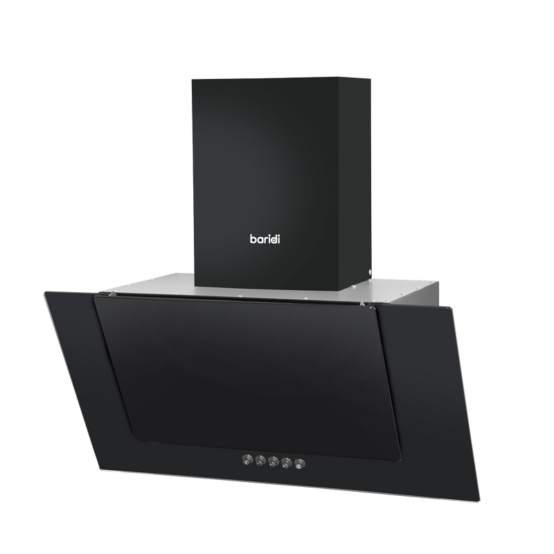 Baridi DH129 Angled Chimney Cooker Hood with Carbon Filters & LED Lamp - Black Glass - additional view 6