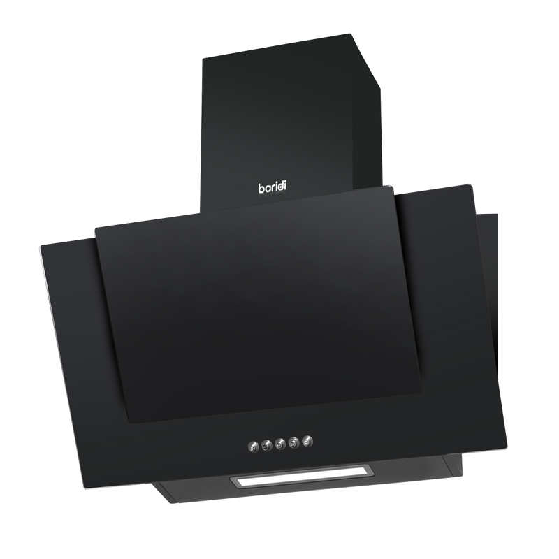 Baridi DH129 Angled Chimney Cooker Hood with Carbon Filters & LED Lamp - Black Glass - additional view 2
