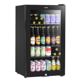 Baridi DH13 Undercounter Drinks, Beer & Wine Fridge with Wire Shelves, Internal Light & Security Lock 85L - Black