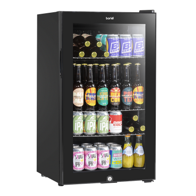 Baridi DH13 Undercounter Drinks, Beer & Wine Fridge with Wire Shelves, Internal Light & Security Lock 85L - Black
